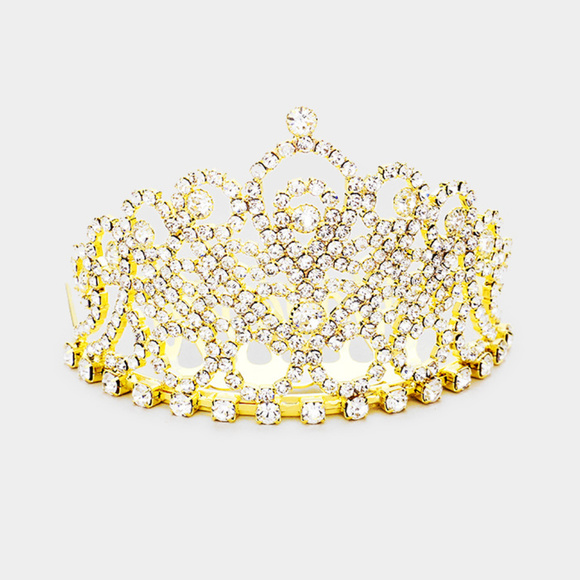 • Crystal Rhinestone Pave Mini Tiara - Picture 1 of 2
